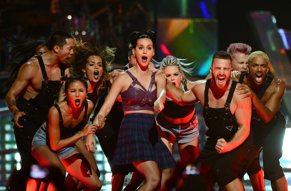 Katy Perry performs during the iHeartRadio Music Festival in 2013.