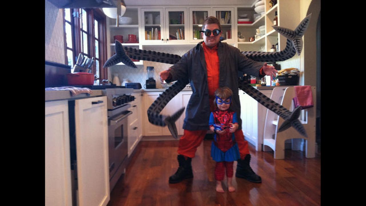 We'd be more worried about whether Patton Oswalt's Doctor Octopus costume was scary to kids if it wasn't so awesome. 