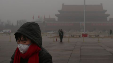 Beijing has become infamous for its smog, as this picture from Tiananmen Square in January this year shows.