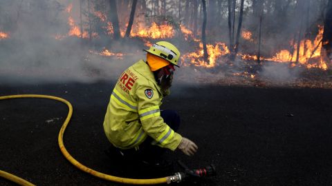 Rural Fire Service firefighters set up a  back burn near Springwood in the Blue Mountains on Tuesday, October 22.