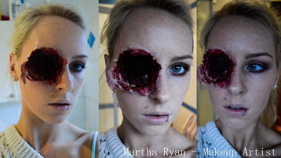 Even though she is only 19, Martha Ryan from Ireland has an<a href="http://ireport.cnn.com/docs/DOC-1041033" target="_blank"> impressive collection of freaky Halloween faces</a>. By day she is a make-up artists catering for weddings and the like, but her true passion is special effects make up. "I love playing with people's imaginations and freaking them out a little. I want people to try to figure out how I created a look," she said. 
