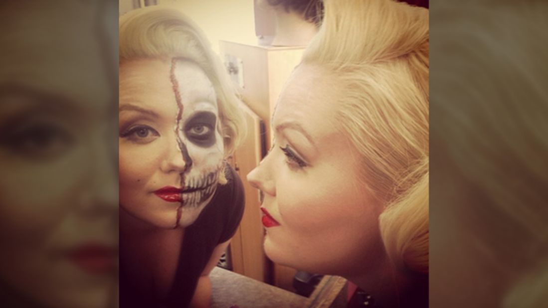 "I call her Scary'lyn Monroe," said 27-year-old cosmetology student Sammy Cragun, who transformed her friend Andie Royster into a dead hot Marilyn Monroe. "I loved to draw and do art my whole life. Makeup is live art with a face or body for a canvas, plus I have always had an affinity for the macabre," she added. 
