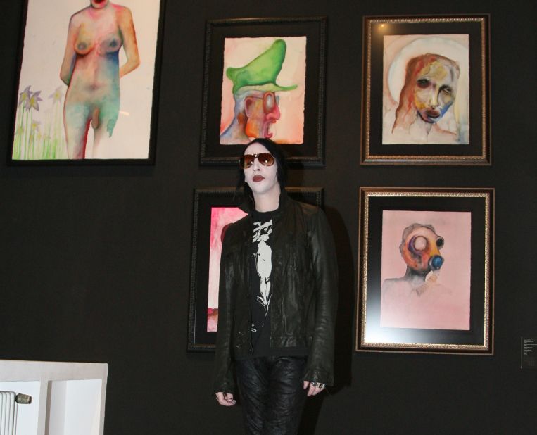 Marilyn Manson, another painter, opens an exhibition of his work at a Cologne, Germany, gallery in 2007. 