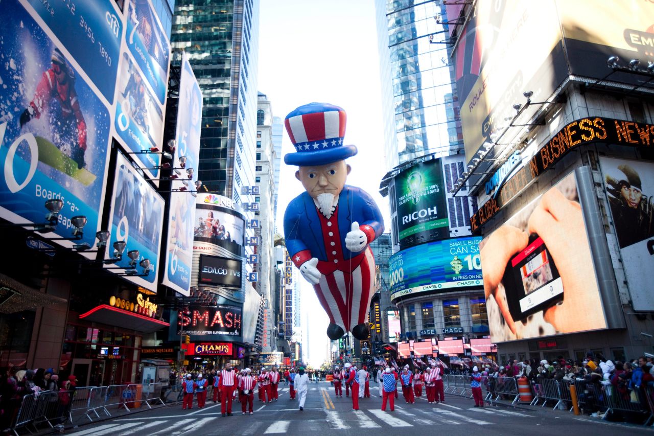 The Macy's Thanksgiving Day Parade is a time-honored feature of the American holiday. The event started in 1924 and features balloons and floats of popular cartoon characters and pop culture icons. 