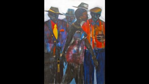 Larry Otoo: "Swagger," 2010. Otoo, who once described himself a "contemporary traditionalist," uses paintings to document contemporary social life in West Africa.