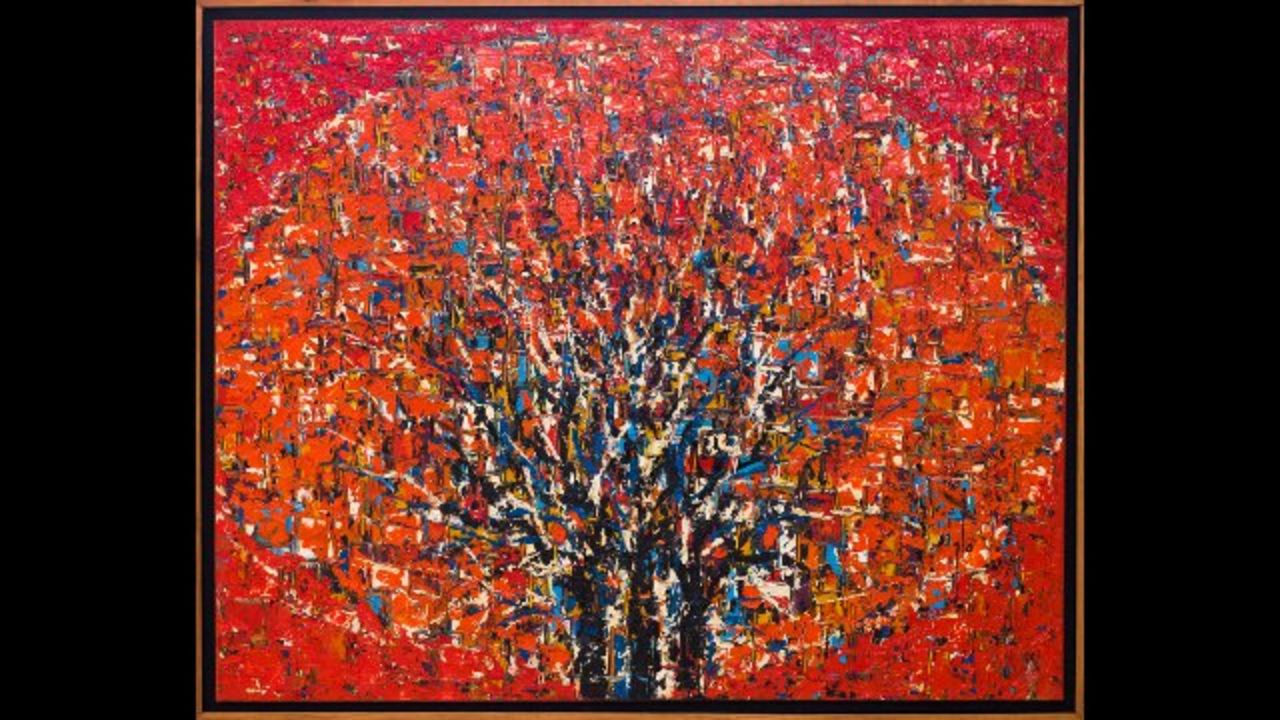 Professor Ablade Glover: "Red Forest II," 2008.<br />Glover combines a long career in art education with an even more successful career as a visual artist, which has made him an "elder statesman" of the contemporary Ghanaian art scene, according to Dickersbach. 