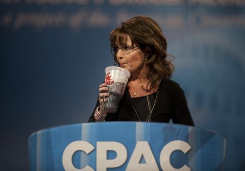 Palin drinks a "Big Gulp" soda during the Conservative Political Action Conference in March 2013. She was mocking New York Mayor Michael Bloomberg's push against large, sugary drinks.