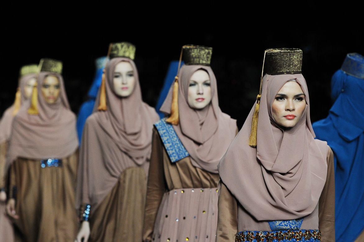 Some 240 designers and fashion labels are being showcased at Jakarta Fashion Week, which runs until Friday, October 25, in Indonesia's capital. Models showcase designs by Fitria Aulia at the Glorious Moors show on October 25.