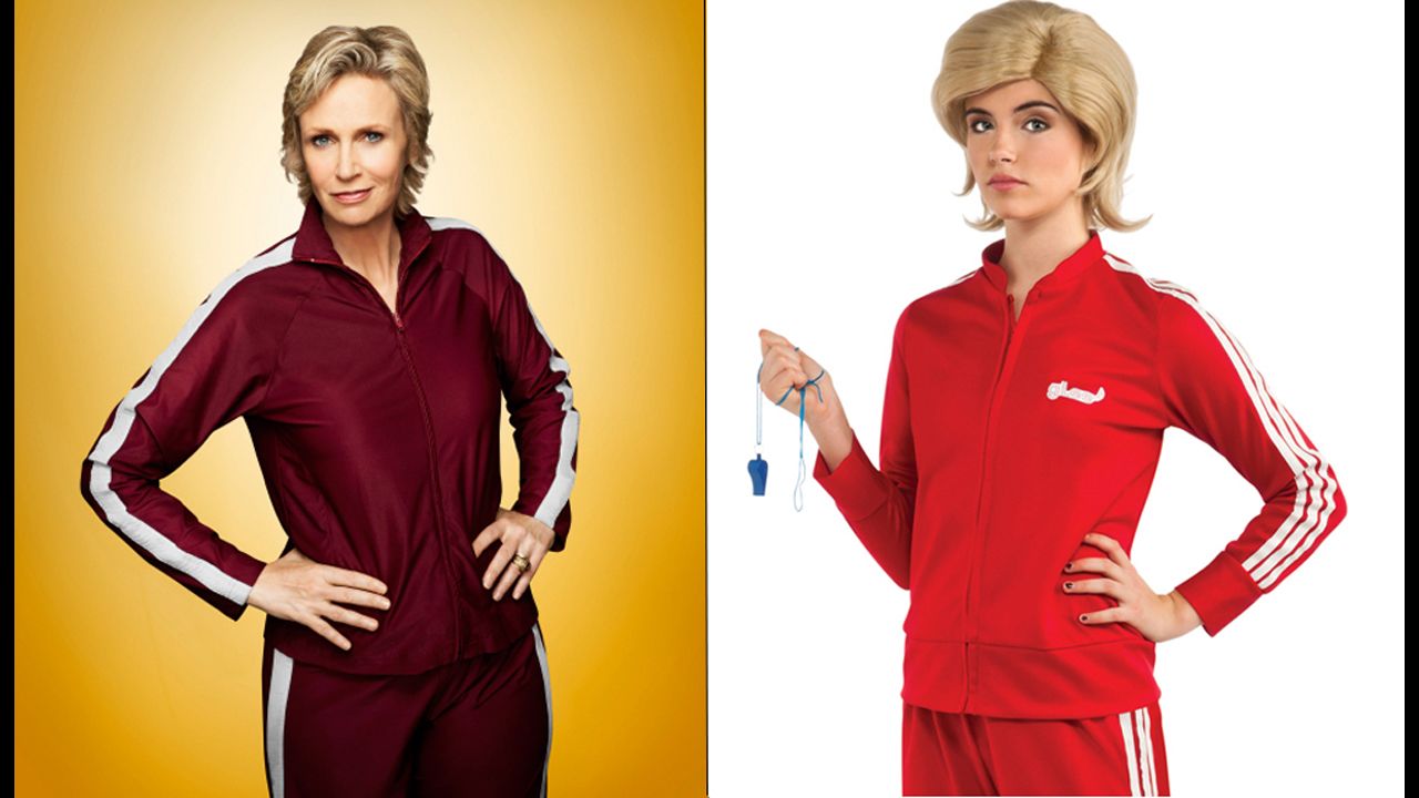 This costume of "Glee's" coach we love to hate, Sue Sylvester, from Rubie's Costume Company includes a replica of her infamous track suit and wig. 