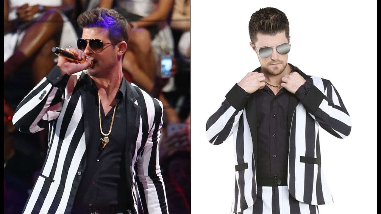 What would a Miley Cyrus look be without the corresponding Robin Thicke look to be twerked on? 