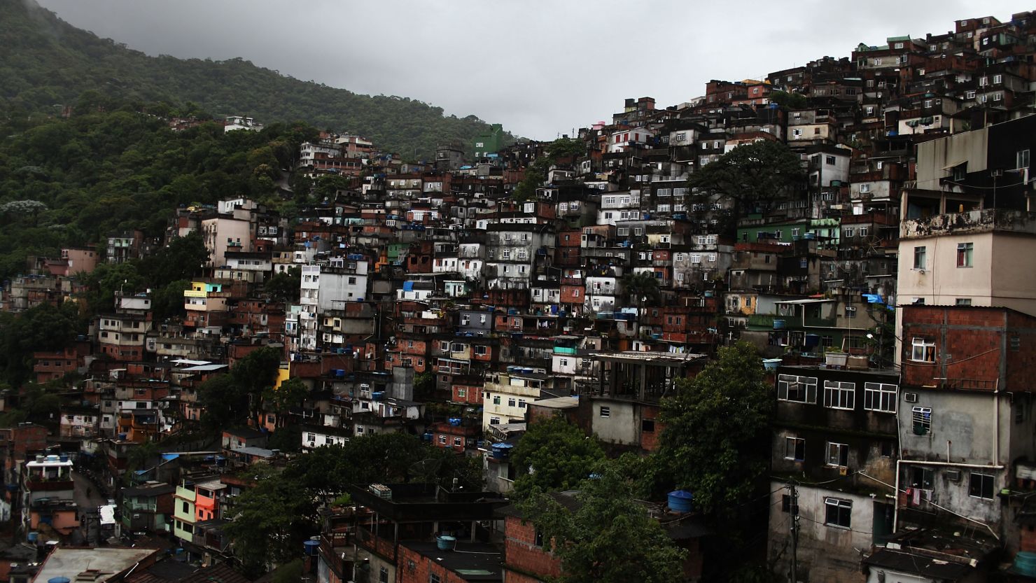 A view of Rocinha, the largest slum, or favela, in Brazil. The country is working to reduce its income inequality.