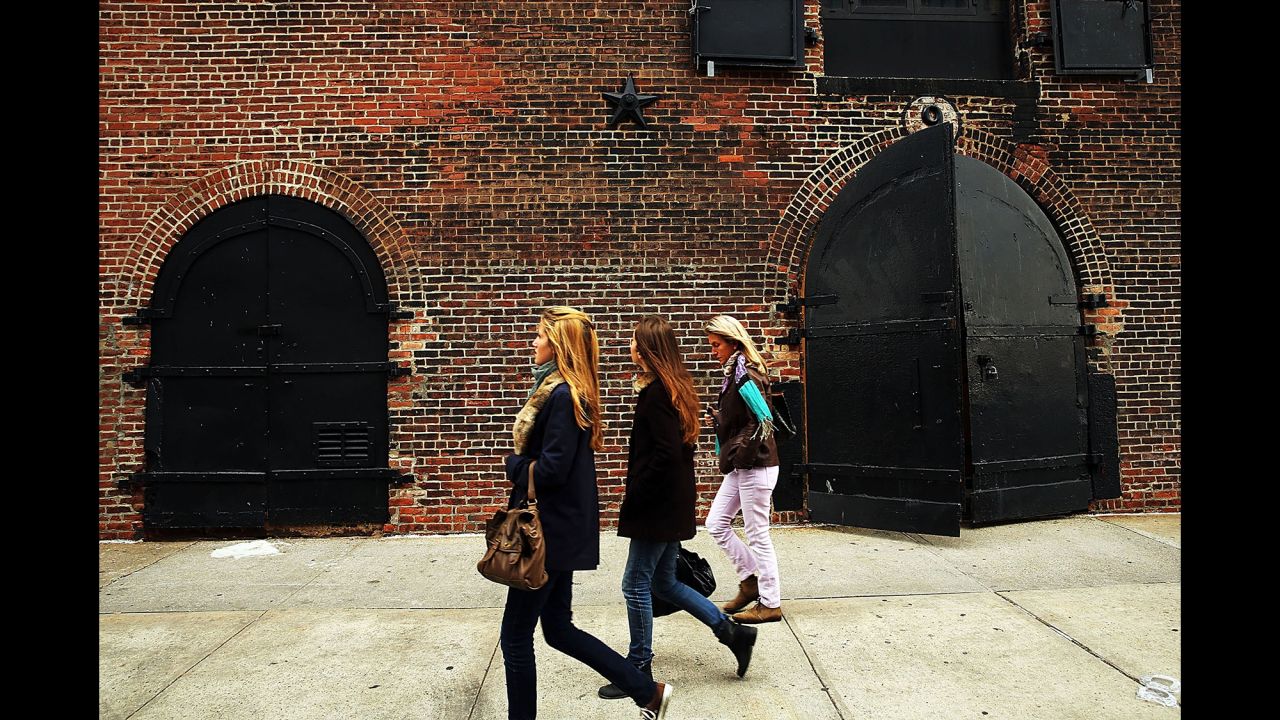 The sidewalk is dry in front of the same building in Red Hook on October 23.