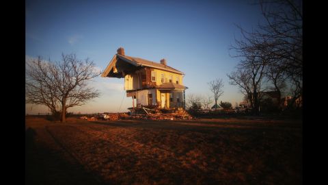 The Princess Cottage, built in 1855, is barely standing on November 21, 2012, in Union Beach, New Jersey.