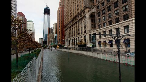The Hugh L. Carey (Brooklyn-Battery) Tunnel in New York City sits flooded after a tidal surge on October 30, 2012.