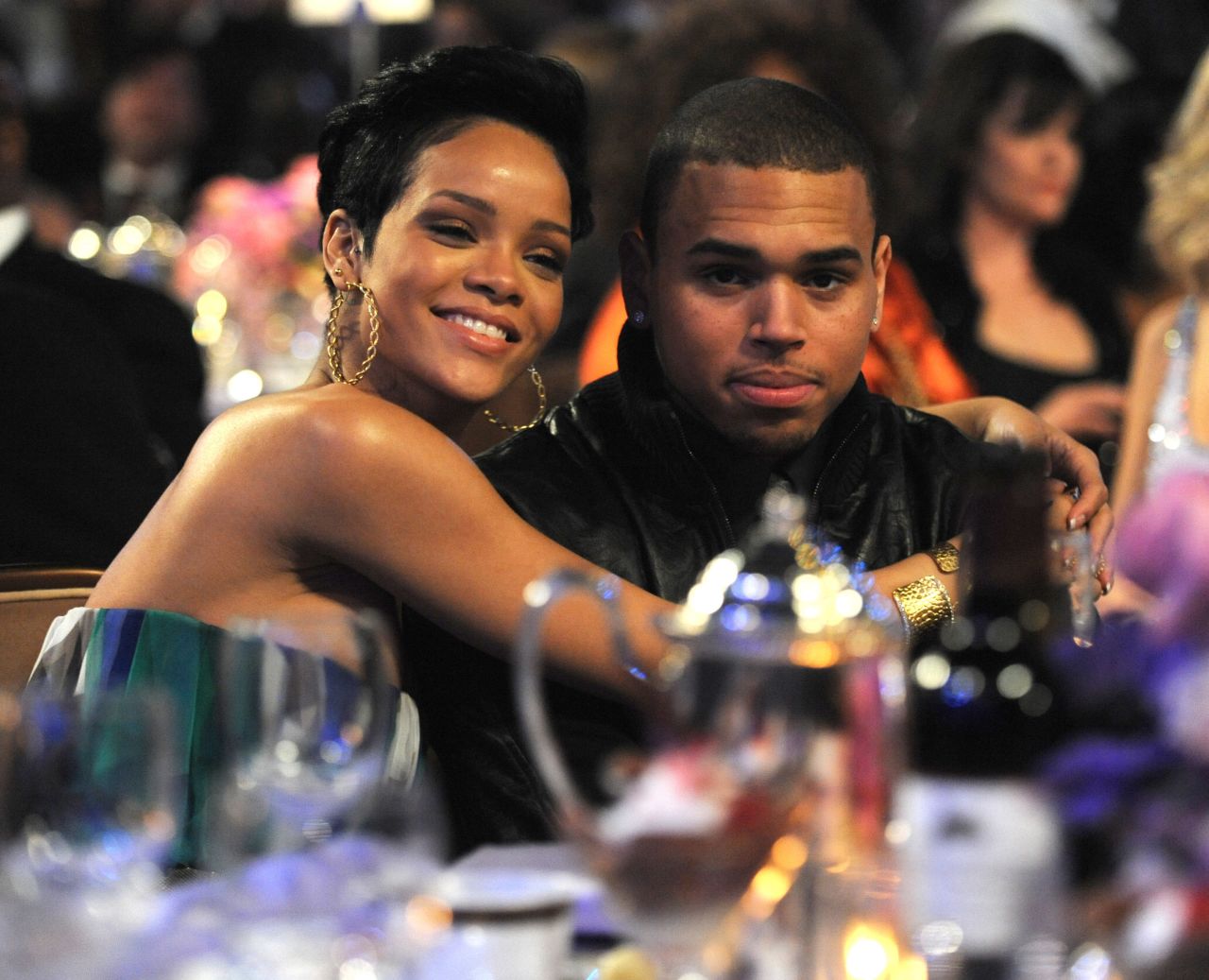 Rihanna and Chris Brown attend the Grammy Salute to Industry Icons in Beverly Hills, California, on February 7, 2009.