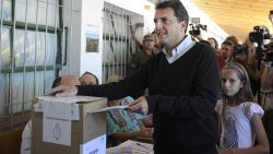 The mayor of Tigre and deputy candidate of the Frente Renovador party, Sergio Massa, casts his vote during Argentina's legislative elections, at a polling station in Tigre, in the province of Buenos Aires, Argentina, on October 27, 2013. Voting in midterm elections began in Argentina Sunday in balloting likely to confirm the beginning of the political end of President Cristina Kirchner. AFP PHOTO AFP PHOTO / JUAN MABROMATA (Photo credit should read JUAN MABROMATA/AFP/Getty Images)