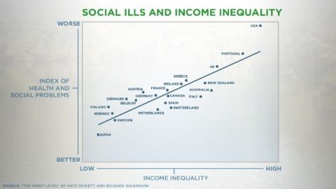 Social ills are associated with societies that have high income inequality, research shows.