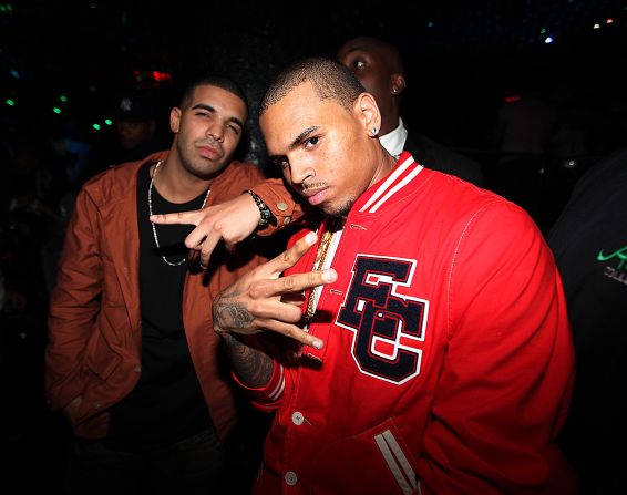 <strong>June 2012: </strong><a href="index.php?page=&url=http%3A%2F%2Fwww.cnn.com%2F2012%2F06%2F27%2Fshowbiz%2Fdrake-chris-brown-bout%2Findex.html">A fight allegedly between Drake and Brown and their entourages broke out</a> at a New York nightclub on June 14. Brown said he was a victim. The melee left Brown with a nasty gash on his chin and fueled rumors that it started because of an argument about Rihanna, whom both men have dated. Here Drake, left, and Brown hang out in New York in August 2010.
