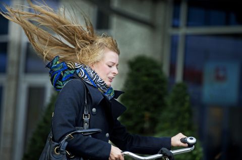 Strong winds from the storm hit Scheveningen, Netherlands, on Monday.