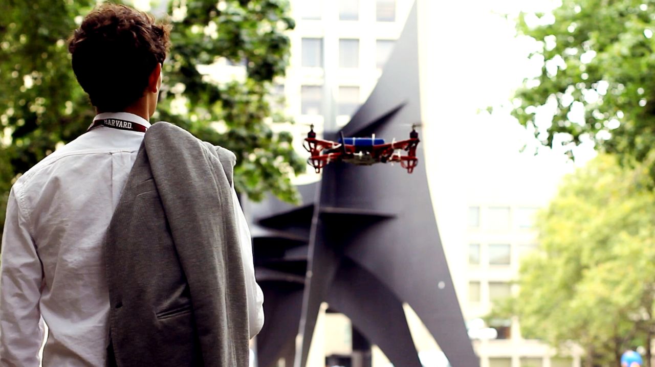 Drones turn campus guide at -- where else -- MIT. Skycall is a prototype to help <a href="http://www.harvard.edu/" target="_blank" target="_blank">Harvard</a> students navigate around MIT's infamously convoluted landscape. It was developed by an <a href="http://hst.mit.edu/" target="_blank" target="_blank">MIT</a> research group called <a href="http://senseable.mit.edu/skycall/" target="_blank" target="_blank">Senseable City Lab</a>.