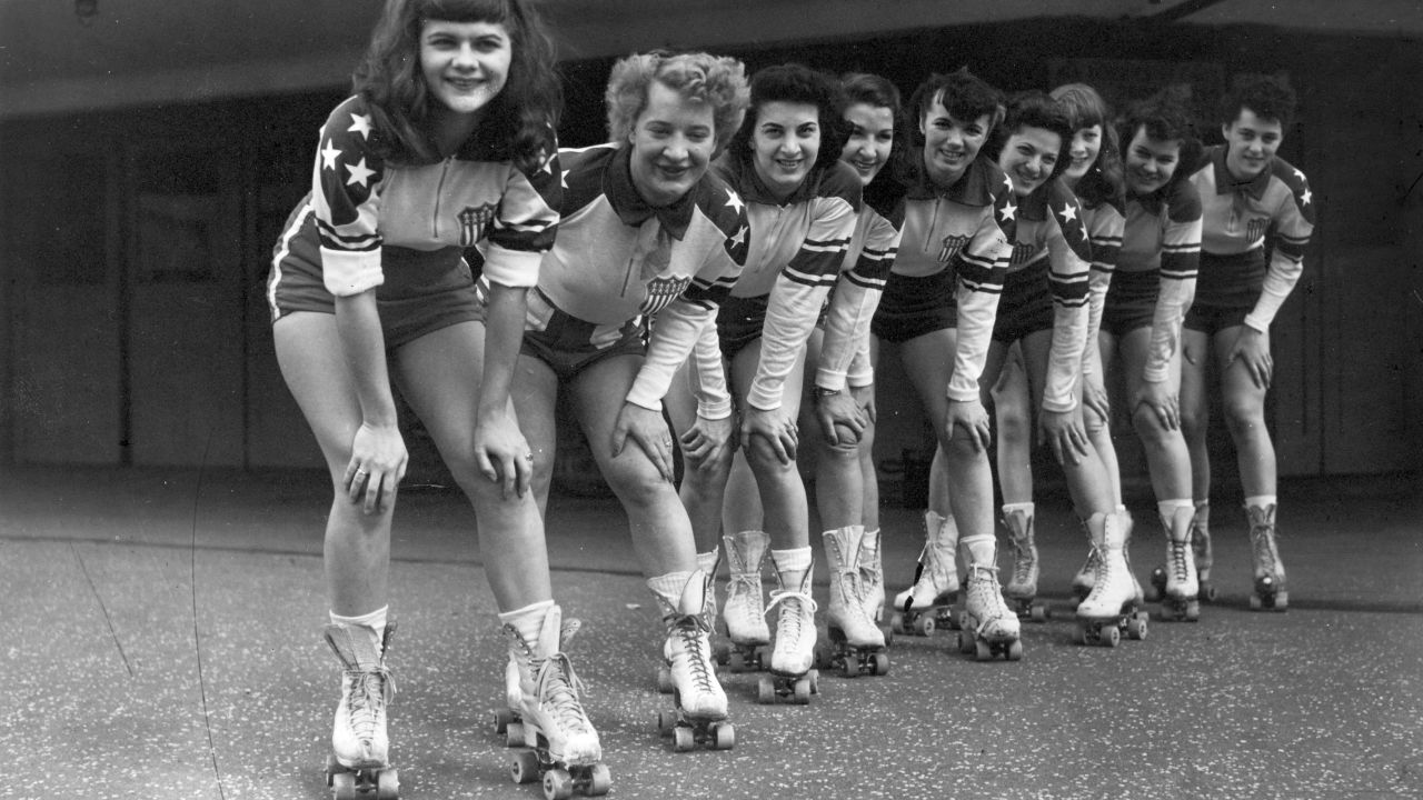 Girls of the New York Chiefs roller derby team in May 1953.