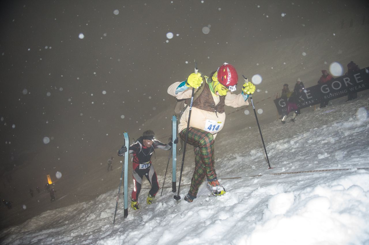 As if the Vertical Up is not challenging enough, some opt for fancy dress in their bid to tackle the course -- in the case of this entrant, the movie character Shrek is his inspiration.