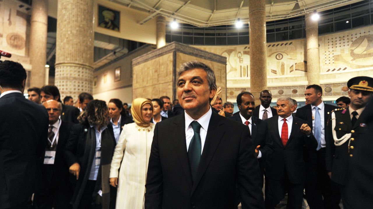 Gul enters the Marmaray station during the inauguration ceremony.