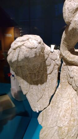 The limestone statue -- which has been dated to the first or second century -- is in a remarkable state of preservation, its feathers still clearly visible.