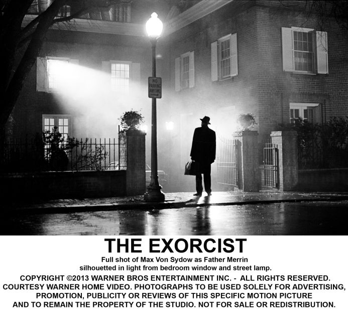 The silhouetted image of actor Max von Sydow, playing Father Merrin, was featured on the poster for the 1973 theatrical release of "The Exorcist." It remains one of the highest-grossing films of all time. Based on a 1971 novel by William Peter Blatty, it was nominated for 10 Academy Awards, including Best Picture.