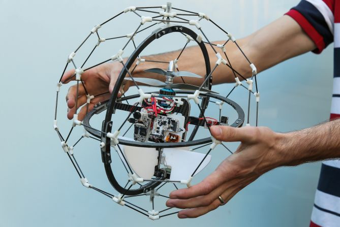 The "GimBall" has just won the $1 million first prize in the "<a href="index.php?page=&url=http%3A%2F%2Fwww.dronesforgood.ae%2F" target="_blank" target="_blank">Drones for Good</a>" competition. It is designed to access hard-to-reach areas such as burning buildings and nuclear disaster sites. Its robust outer structure means it is the first "collision-tolerant" drone in the world, according to is creators -- Swiss company Flyability. As well as negotiating tight spaces it can roll along ceilings and floors, map its surroundings and beam images back to emergency services. Flip through the gallery to see the semi finalists from the competition.
