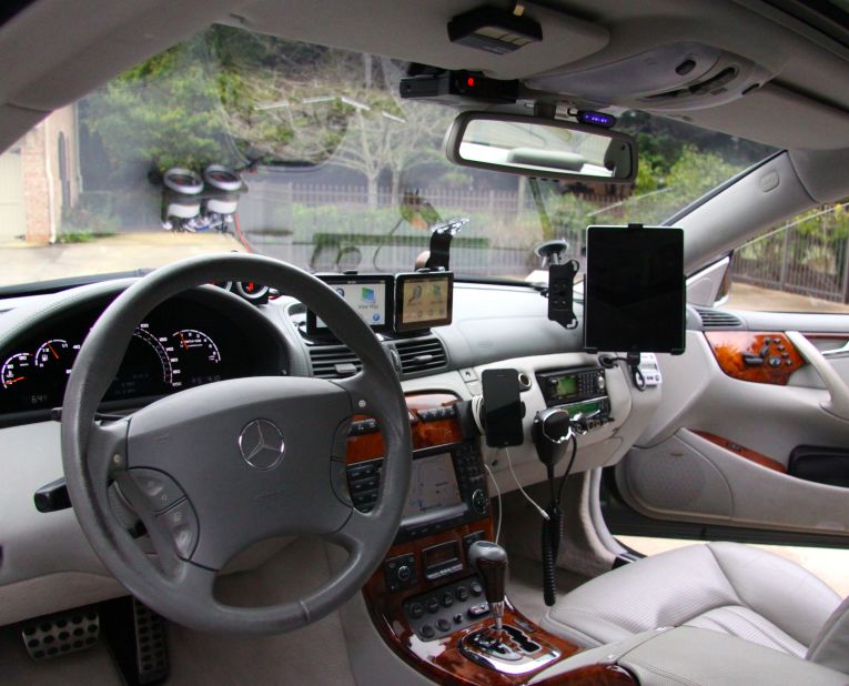 The cockpit of the car was equipped with a slew of countermeasures to prevent getting caught speeding, including laser jammers; radar detectors and a switch to kill the rear lights -- making the car less noticeable at night. They also used GPS systems with traffic alerts and smartphone applications to track traffic and speed traps. 