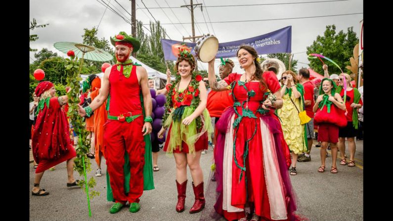 The annual Tomato Art Fest in East Nashville brings out red attire galore.
