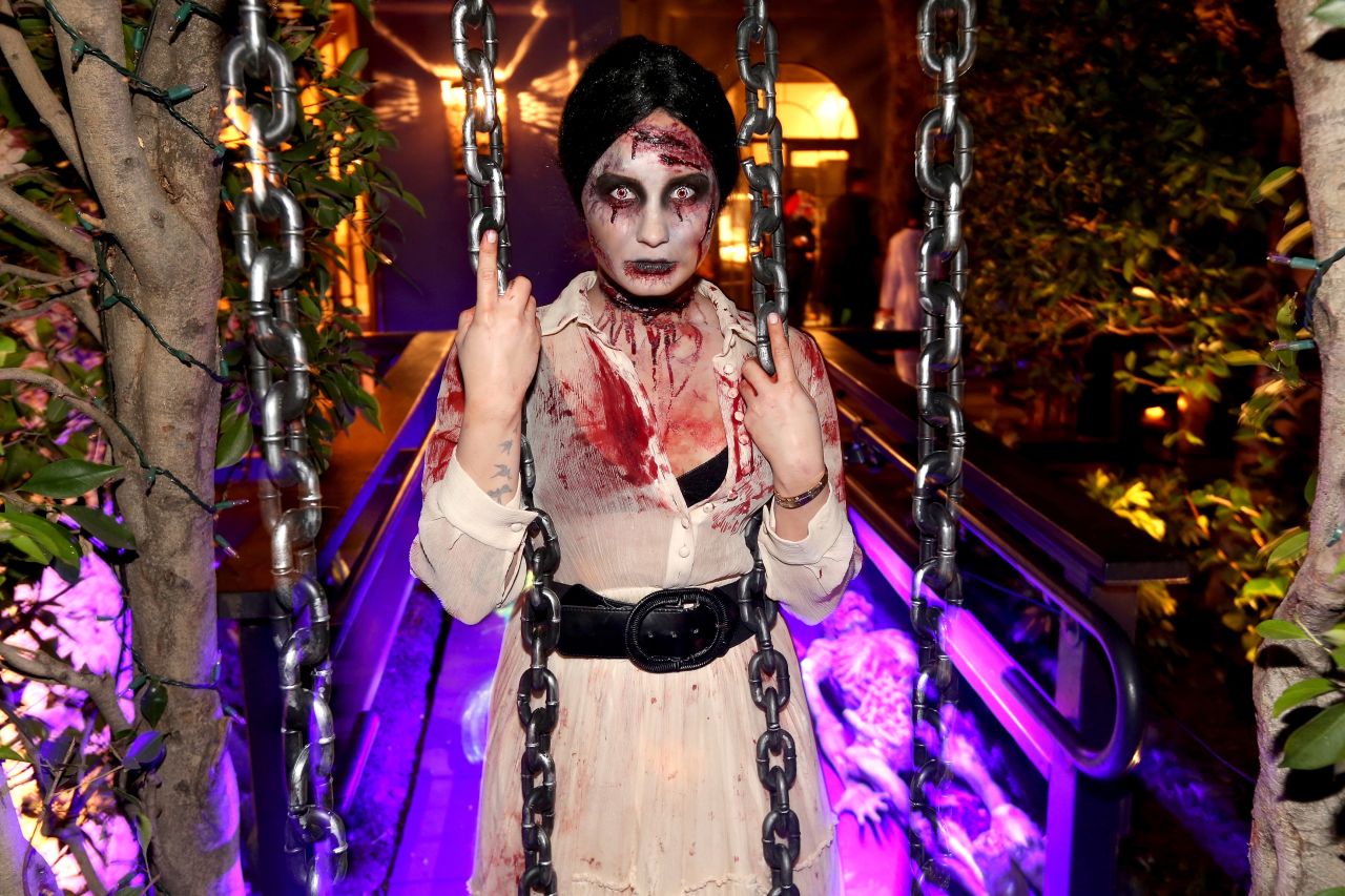 Demi Lovato was a bloody mess as a zombie at her Halloween party in West Hollywood, California. 