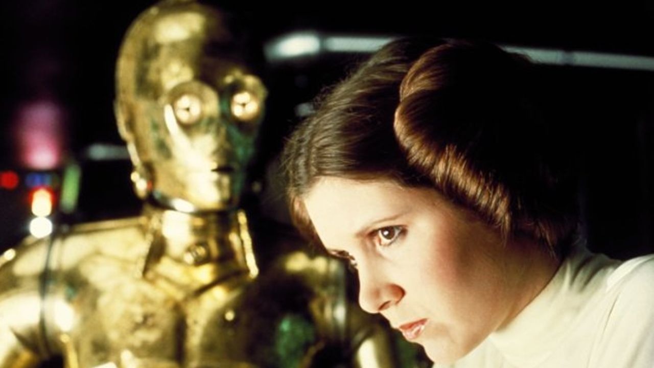Carrie Fisher first played Princess Leia in the 1977 film "Star Wars."