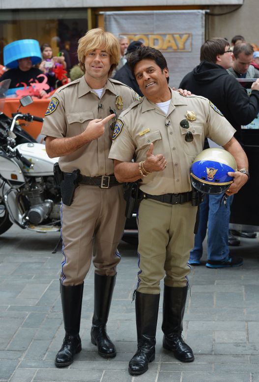 Carson Daly (left)  and Erik Estrada, dressed as characters from CHiPs, attend NBC's 'Today' Halloween 2013 in New York City on October 31.
