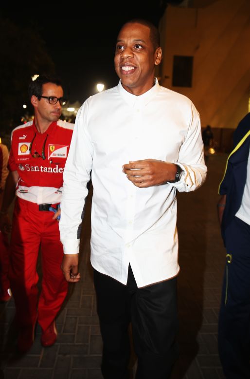 JAY Z arrives following practice for the Abu Dhabi Formula One Grand Prix in Abu Dhabi, United Arab Emirates in November 1.