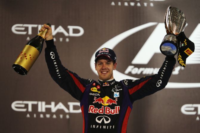 World champion Sebastian Vettel celebrates in Abu Dhabi after winning his 11th race this season, matching his previous best from 2011.