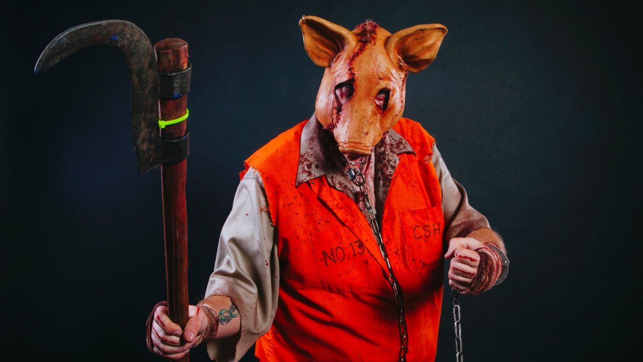 Bob "Pork" Bass poses as his character "Human Pork."