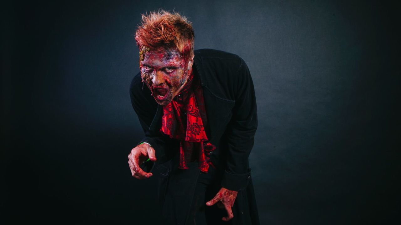 Erik Smoak dressed as a zombie.