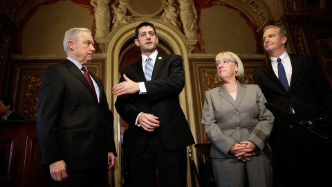 Budget conference members, from left, Sen. Jeff Sessions, Rep. Paul Ryan, Sen. Patty Murray and Rep. Chris Van Hollen.
