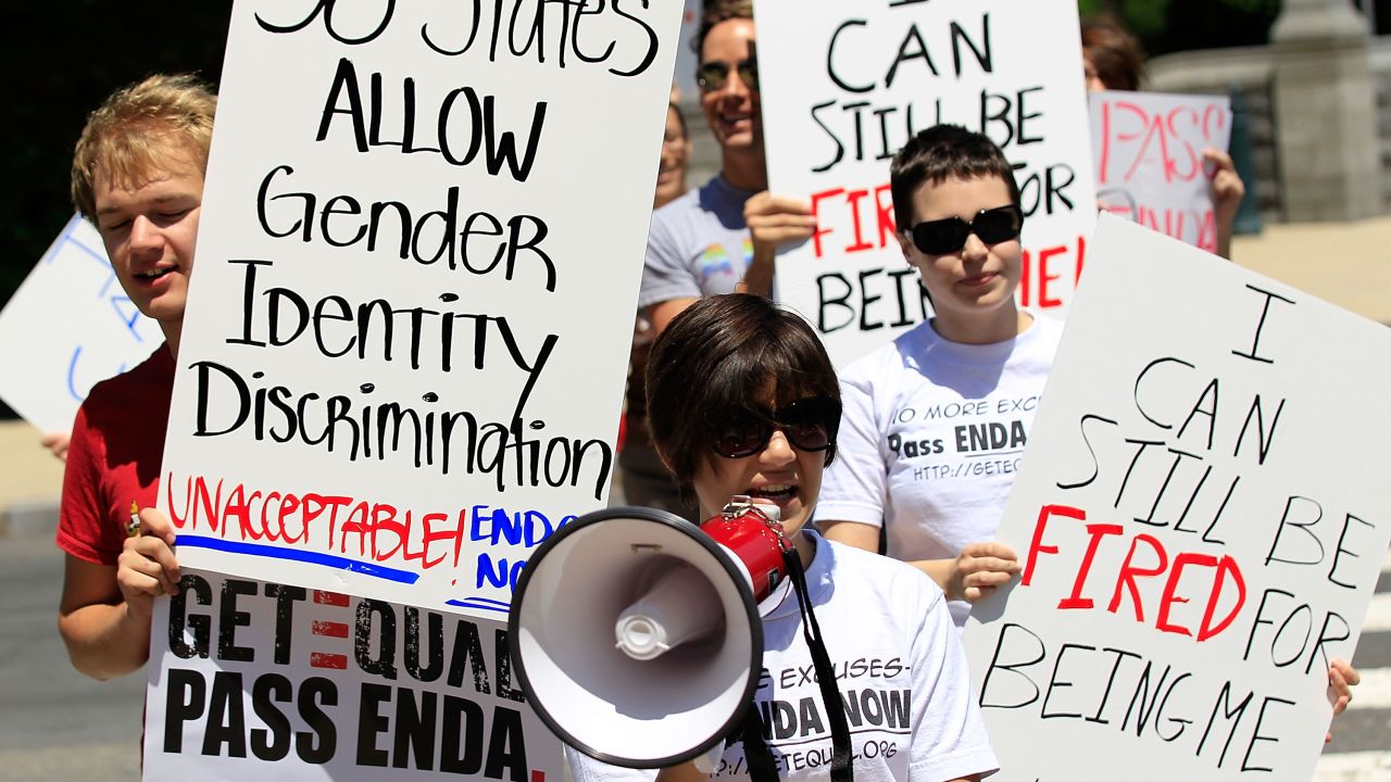 Members of GetEQUAL, a lesbian, gay, bisexual and transgender organization, stage a protest on Capitol Hill May 20, 2010 in Washington, DC.