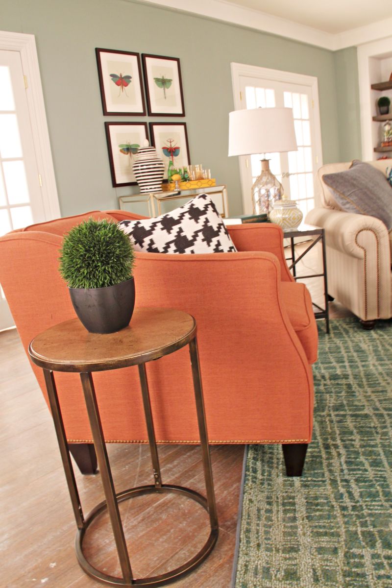 Orange decor on sale living room