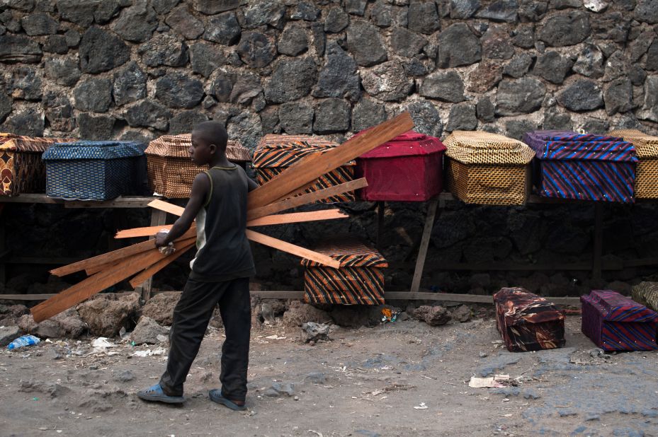 Coffins for sale in the east of Congo in August 2013. By 2008 more than 5.4 million people had been killed in Congo as a result of ongoing conflict.