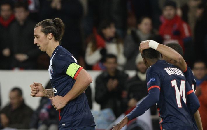 Zlatan Ibrahimovic scored PSG's equalizer in the home match against Anderlecht as they stayed top of their group in the Champions League.