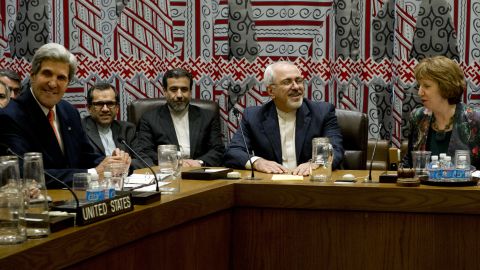 September talks included Secretary of State John Kerry, left, and Iran's Foreign Minister Mohammad Zarif, second from right. 