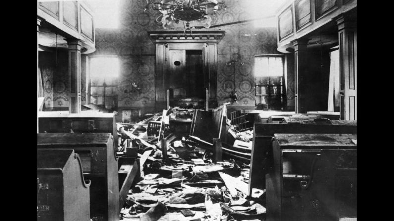 A synagogue in Eschwege, Germany, sits in ruins.
