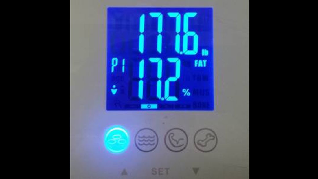 On October 12, Allen posted this picture to Facebook. "A temporary dip, but it's the first time I've seen my scales in the 170's!" he wrote. "Another pound less cuts me in half."