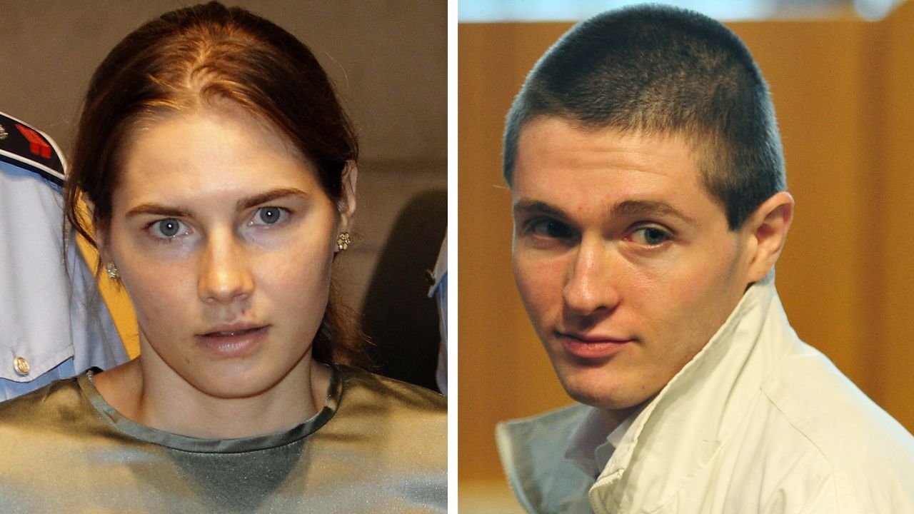 This combo image made of files pictures shows US student Amanda Knox (L) and her former boyfriend Raffaele Sollecito during their trial in Perugia.
