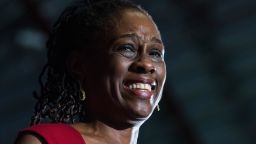 De Blasio's wife Chirlane McCray speaks at his election night party in New York City on November 5.