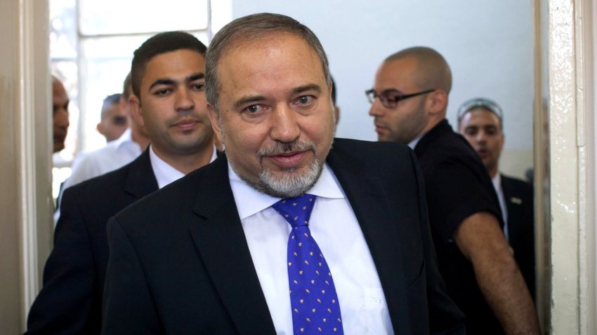 Former Israeli Foreign Minister, Avigdor Lieberman attends court to hear the verdict in his trial in which is he is facing charges of fraud and breach of trust, at Jerusalem Magistrates Court on November 6, 2013 in Jerusalem, Israel. 